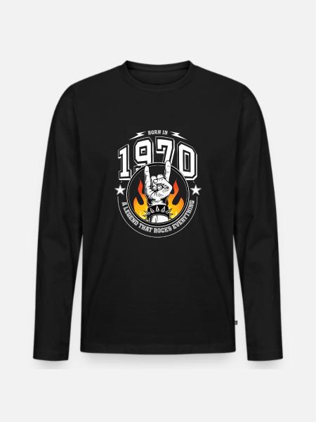 1970's birthday, everything rocks - Men's Premium Organic Long Sleeve Shirt - black