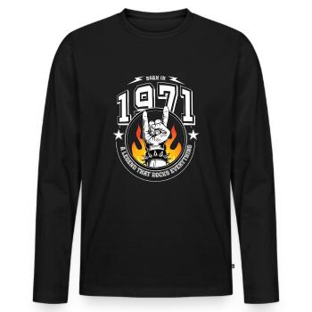 1971 Anniversaire, berce tout - T-shirt manches longues Premium bio Homme - noir - Devant - Nico (187cm)