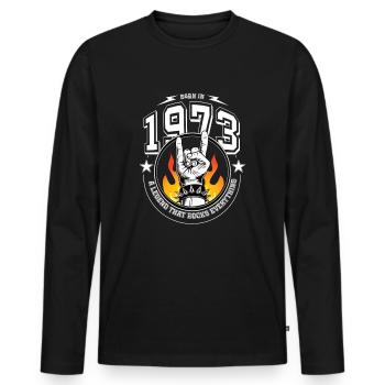 1973 Birthday, rocks everything - Men's Premium Organic Long Sleeve Shirt - black - Front - Nico (187cm)