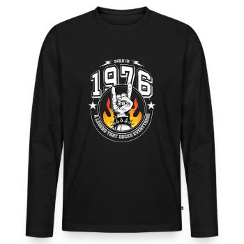 1976 Birthday, rocks everything - Men's Premium Organic Long Sleeve Shirt - black - Front - Nico (187cm)