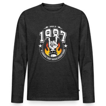 1987 Anniversaire, rock tout - T-shirt manches longues Premium bio Homme - anthracite chiné - Devant - Nico (187cm)