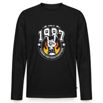 1987 Anniversaire, rock tout - T-shirt manches longues Premium bio Homme - noir - Devant - Nico (187cm)