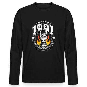 1991 Birthday, rocks everything - Men's Premium Organic Long Sleeve Shirt - black - Front - Nico (187cm)