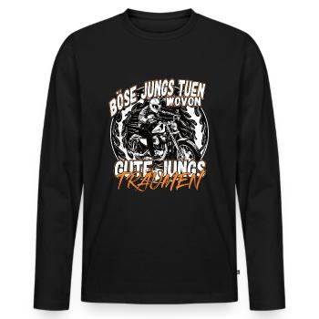 Böse Jungs tuen wovon gute Jungs träumen - Männer Premium Bio Langarmshirt - Schwarz - Vorne - Nico (187cm)