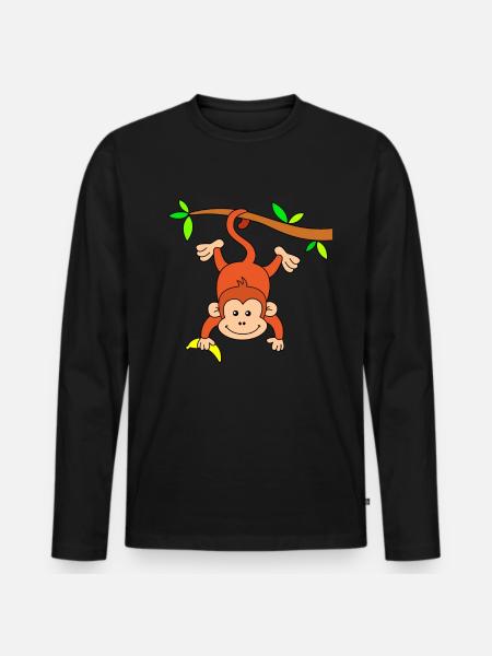 Monkey with banana - Men's Premium Organic Long Sleeve Shirt - black