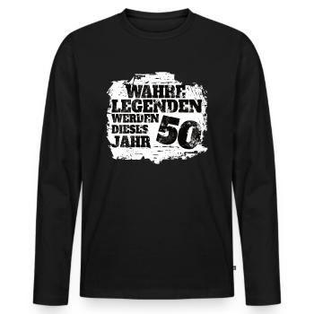 Wahre Legenden werden dieses Jahr 50 Mann Geschenk - Männer Premium Bio Langarmshirt - Schwarz - Vorne - Nico (187cm)