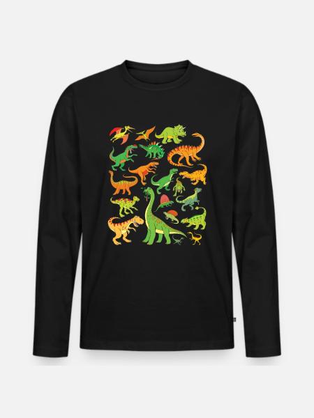 20 Dinosaurus Dino Kids Volwassenen - Mannen Premium Bio shirt met lange mouwen - zwart