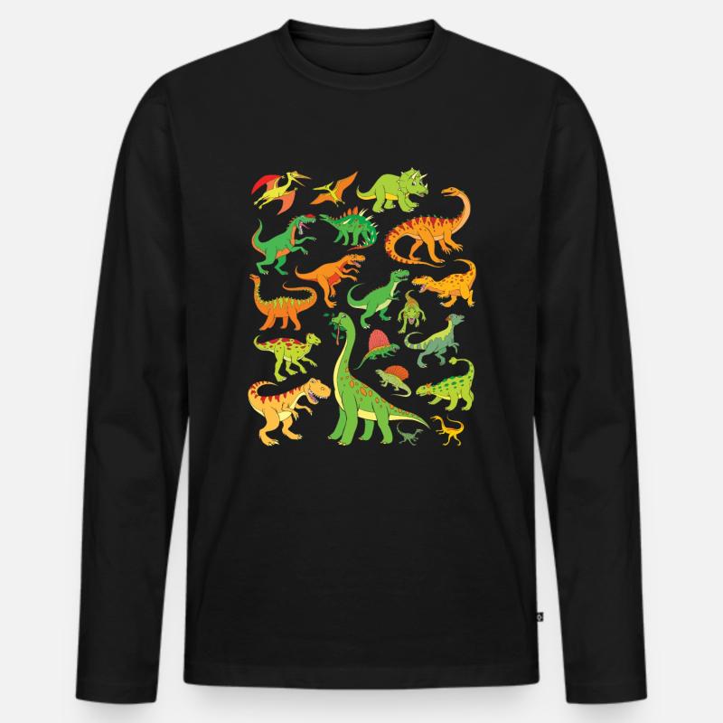 20 Dinosaurier Dino Kinder Erwachsene - Männer Premium Bio Langarmshirt - Schwarz