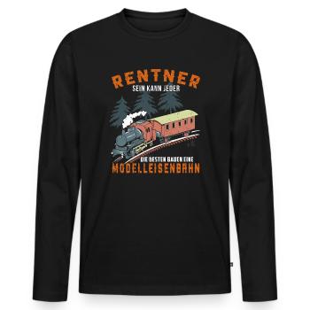 Rentner und Modelleisenbahn - Männer Premium Bio Langarmshirt - Schwarz - Vorne - Nico (187cm)