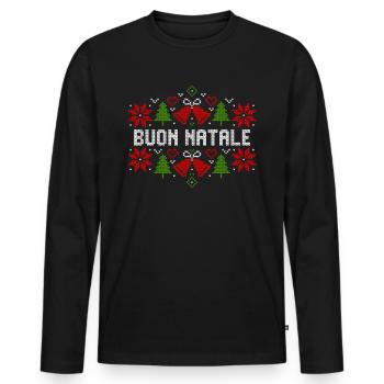 Buon Natale Frohe Weihnachten Italien Geschenk - Männer Premium Bio Langarmshirt - Schwarz - Vorne - Nico (187cm)