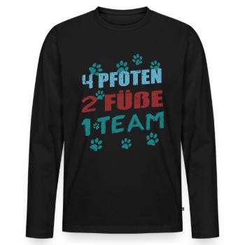 4 Pfoten, 2 Füße, 1 Team - Hunde T-Shirt - Männer Premium Bio Langarmshirt - Schwarz - Vorne - Nico (187cm)