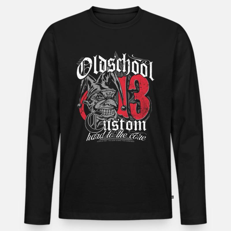 Oldschool Custom - Männer Premium Bio Langarmshirt - Schwarz