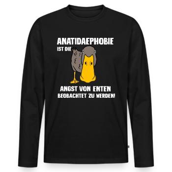 Anatidaephobie - Männer Premium Bio Langarmshirt - Schwarz - Vorne - Nico (187cm)