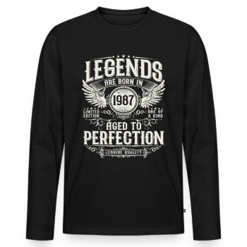 Millésime 1987 Born Legends Cadeau d’anniversaire - T-shirt manches longues Premium bio Homme - noir - Devant - Nico (187cm)