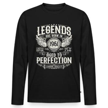 Né en 1961 Legends Cadeau d’anniversaire - T-shirt manches longues Premium bio Homme - noir - Devant - Nico (187cm)