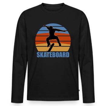Skateboarder Retro Vintage design Skateboarding - Men's Premium Organic Long Sleeve Shirt - black - Front - Nico (187cm)
