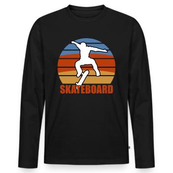 Skateboarder Retro Vintage Design Skateboarding - Men's Premium Organic Long Sleeve Shirt - black - Front - Nico (187cm)