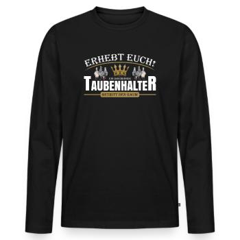 Taubenhalter - Männer Premium Bio Langarmshirt - Schwarz - Vorne - Nico (187cm)