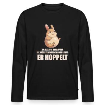 Der Hase hoppelt Witziges Funshirt - Männer Premium Bio Langarmshirt - Schwarz - Vorne - Nico (187cm)