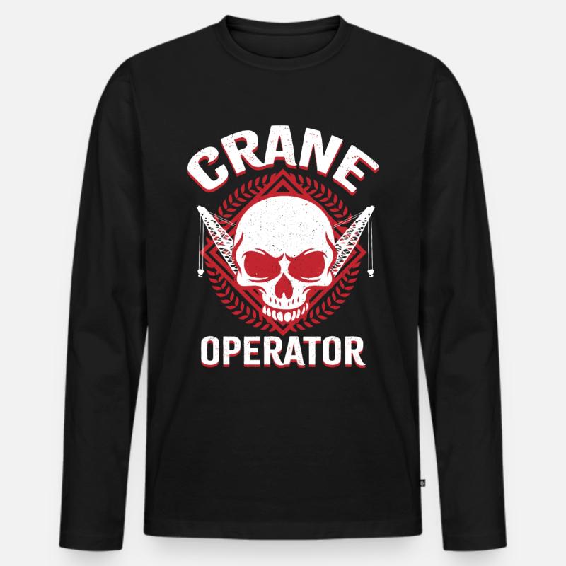 Kranführer Kranfahrer - Männer Premium Bio Langarmshirt - Schwarz