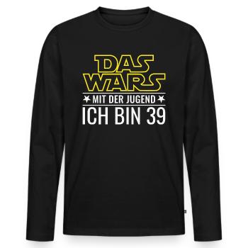 39. Geburtstag Das Wars Mit der Jugend Ich bin 39 - Männer Premium Bio Langarmshirt - Schwarz - Vorne - Nico (187cm)