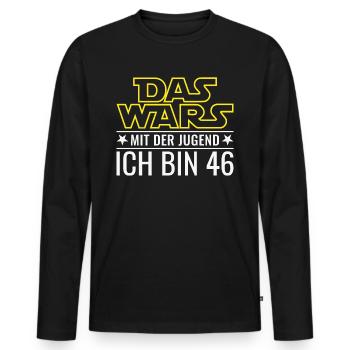 46. Geburtstag Das Wars Mit der Jugend Ich bin 46 - Männer Premium Bio Langarmshirt - Schwarz - Vorne - Nico (187cm)