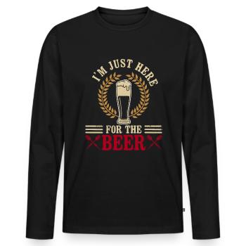 Je suis juste ici pour la bière - Darts Player Darts - T-shirt manches longues Premium bio Homme - noir - Devant - Nico (187cm)