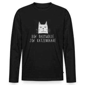 Katzenhaare - Katzen Allergie 80% Baumwolle 20% - Männer Premium Bio Langarmshirt - Schwarz - Vorne - Nico (187cm)