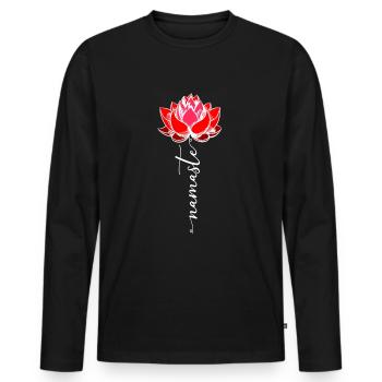 Namaste - Yoga Meditation Lotus Flower Gift - Men's Premium Organic Long Sleeve Shirt - black - Front - Nico (187cm)