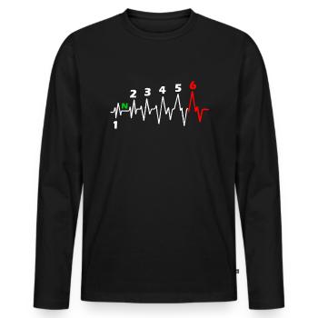 Motorcycle 6 Speed - Adrenaline Heartbeat Biker Pulse - Men's Premium Organic Long Sleeve Shirt - black - Front - Nico (187cm)