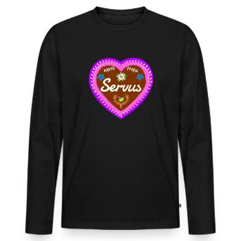 Gingerbread Heart T-Shirt Heart Servus Edelweiss - Men's Premium Organic Long Sleeve Shirt - black - Front - Nico (187cm)