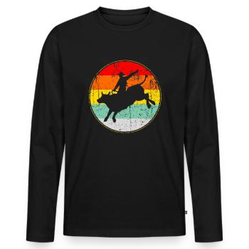 Bull Riding Rodeo Taurus Cowboy Vintage - T-shirt manches longues Premium bio Homme - noir - Devant - Nico (187cm)