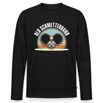 Tischtennis Old Schmetterhand - Männer Premium Bio Langarmshirt - Schwarz - Vorne - Nico (187cm)