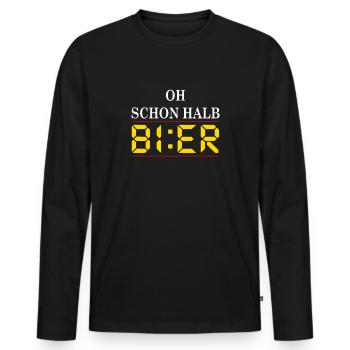 Oh schon wieder halb Bier - Bier Uhr Biertrinker - Männer Premium Bio Langarmshirt - Schwarz - Vorne - Nico (187cm)