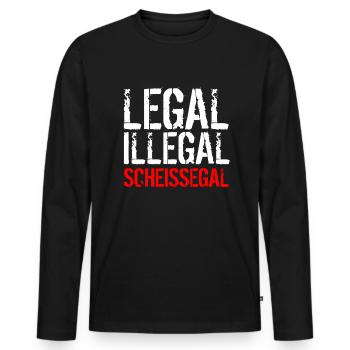 Legal Illegal Scheissegal - Egal - Männer Premium Bio Langarmshirt - Schwarz - Vorne - Nico (187cm)