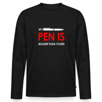 MY PEN IS - Link - BIGGER - Men's Premium Organic Long Sleeve Shirt - black - Front - Nico (187cm)