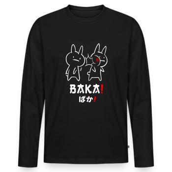 Baka - Slap in Japanese Anime Manga - Men's Premium Organic Long Sleeve Shirt - black - Front - Nico (187cm)