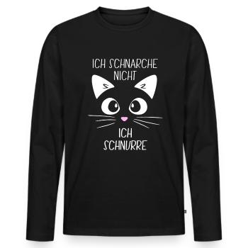 Schlafshirt - Ich schnarche nicht Ich schnurre - Männer Premium Bio Langarmshirt - Schwarz - Vorne - Nico (187cm)