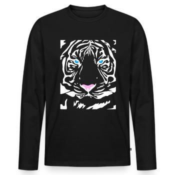 Siberian Tiger Cat Lion Lion Cougar Cat Wild - Men's Premium Organic Long Sleeve Shirt - black - Front - Nico (187cm)