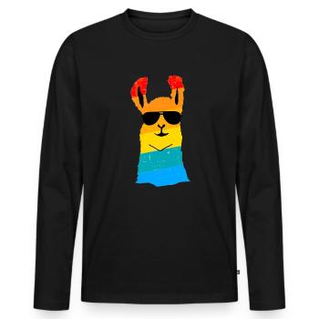 Lama Alpaka Bunt Lamaliebe Tierfreunde Geschenk - Männer Premium Bio Langarmshirt - Schwarz - Vorne - Nico (187cm)