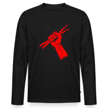 Batterie Batteur Baguettes - T-shirt manches longues Premium bio Homme - noir - Devant - Nico (187cm)