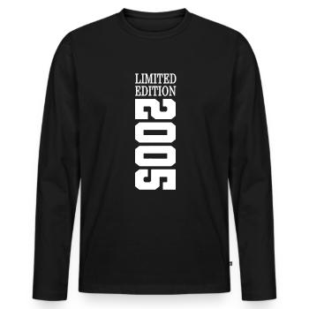 Limited Edition Vintage 2005 19 Year Anniversary - Men's Premium Organic Long Sleeve Shirt - black - Front - Nico (187cm)