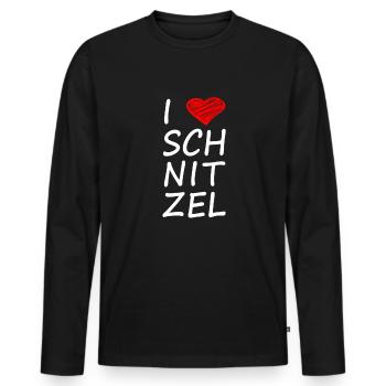 I LOVE SCHNITZEL - Männer Premium Bio Langarmshirt - Schwarz - Vorne - Nico (187cm)