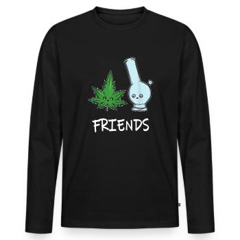 Bong TCH Fumer Cannabis Leaf Marijuana Hashish - T-shirt manches longues Premium bio Homme - noir - Devant - Nico (187cm)