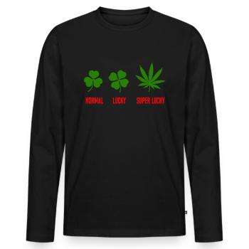 CANNABIS - NORMAL LUCKY SUPER LUCKY - WEED - T-shirt manches longues Premium bio Homme - noir - Devant - Nico (187cm)