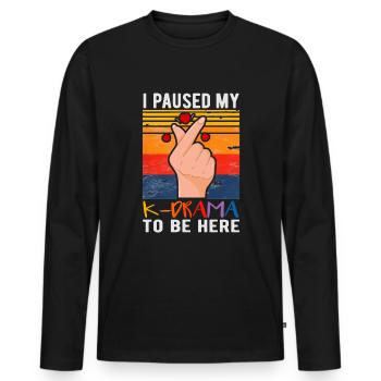 C’est drôle que j’ai mis en pause mon K-drama pour être ici K-pop Idols - T-shirt manches longues Premium bio Homme - noir - Devant - Nico (187cm)