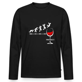 Wein Woche Endlich Freitag Wochenende Wein Party - Männer Premium Bio Langarmshirt - Schwarz - Vorne - Nico (187cm)