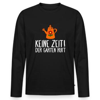 KEINE ZEIT DER GARTEN RUFT - GÄRTNER - Männer Premium Bio Langarmshirt - Schwarz - Vorne - Nico (187cm)
