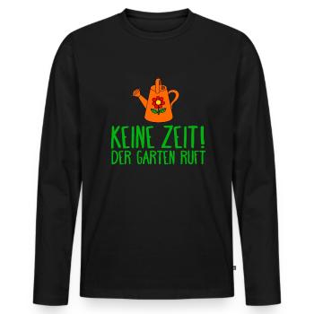 KEINE ZEIT DER GARTEN RUFT - GÄRTNER - Männer Premium Bio Langarmshirt - Schwarz - Vorne - Nico (187cm)