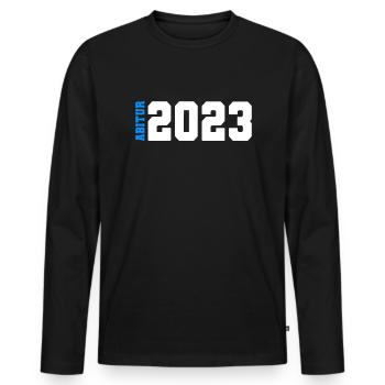 Abitur 2023 - Bestanden - Abi 23 - Abschluss - Männer Premium Bio Langarmshirt - Schwarz - Vorne - Nico (187cm)